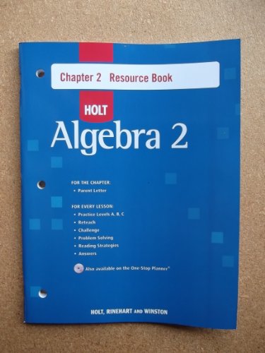 Stock image for Holt Algebra 2: Resource Book with Answers: Chapter 2 for sale by Iridium_Books