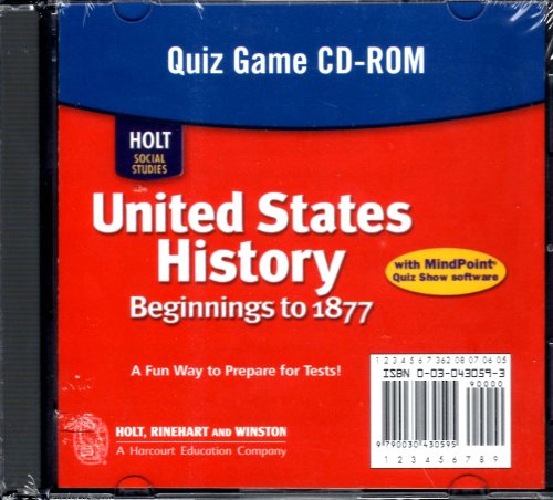 Stock image for Holt Social Studies: United States History: Beginnings to 1877: Quiz Game CD-ROM - NEW - 9780030430596 for sale by Naymis Academic - EXPEDITED SHIPPING AVAILABLE