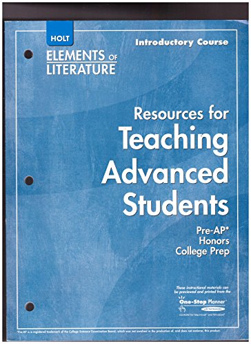 Stock image for Elements of Literature: Resource Teacher Guide for Advance Students Introductory Course for sale by Nationwide_Text