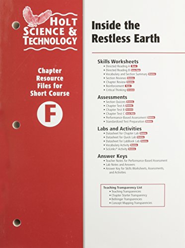 Stock image for Holt Science & Technology: Inside the Restless Earth, Chapter Resource Files for sale by Booksavers of MD