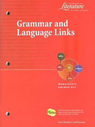 Stock image for Grammar and Language Links: Elements of Literature - Second Course (Elements of Literature - Second Course) for sale by Allied Book Company Inc.