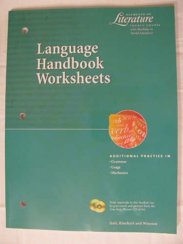 9780030524042: Language Handbook Worksheets (Elements of Literature Fourth Course with Readi...