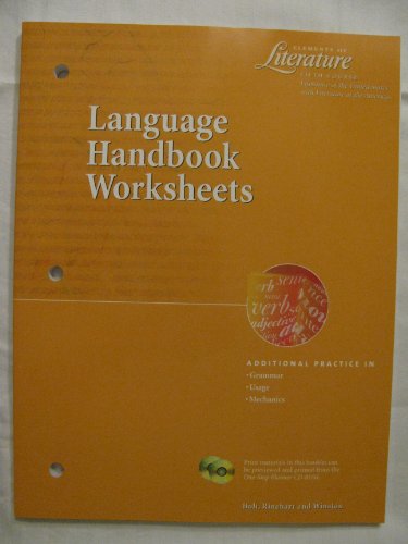 Stock image for Language Handbook Worksheets Elements of Literature Fifth Course, Grade 11 for sale by Allied Book Company Inc.
