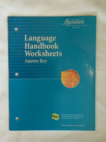 9780030524097 Language Handbook Worksheets Answer Key Elements Of Literature Introductory 