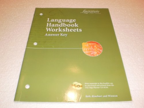 Stock image for Language Handbook Worksheets Answer Key (Elements of Literature, 1st Course) for sale by Patrico Books