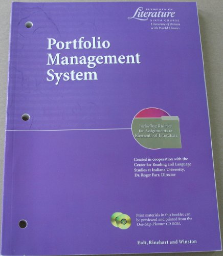 Stock image for Elements of Literature Sixth Course (Grade 12) Portfolio Management System for sale by Allied Book Company Inc.