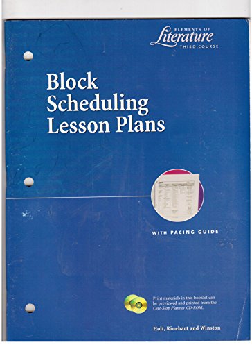 Stock image for BLOCK SCHEDULING LESSON PLANS (Elements of Literature; Third Course) for sale by Allied Book Company Inc.