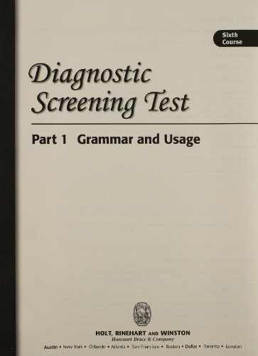 9780030535444: Diagnostic Screening Tests for Grammar, Usage and Mechanics: Sixth Course