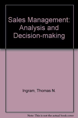 Beispielbild fr Sales Management: Analysis and Decision-making zum Verkauf von Ammareal