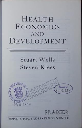 Beispielbild fr Health Economics and Development zum Verkauf von Better World Books Ltd