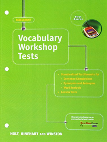 Beispielbild fr Holt Vocabulary Workshop Tests: First Course (Elements of Language) zum Verkauf von Big Bill's Books