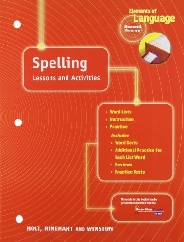 Imagen de archivo de Elements of Language: Spelling Lessons and Activities Book Second Course a la venta por ThriftBooks-Atlanta