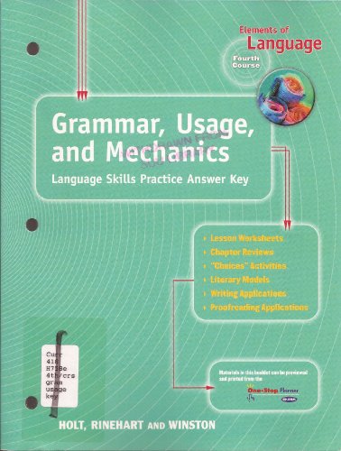 9780030563638: Elements of Language Fourth Course Grade 10 Grammar, Usage, and Mechanics Language Skills Practice Answer Key