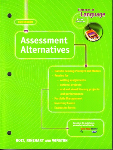 Imagen de archivo de Elements of Language First Course Assessment: Assessment Alternatives a la venta por Allied Book Company Inc.