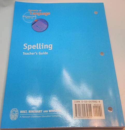 9780030575815 Elements of Language, Introductory Course, Spelling, Teacher's Guide AbeBooks