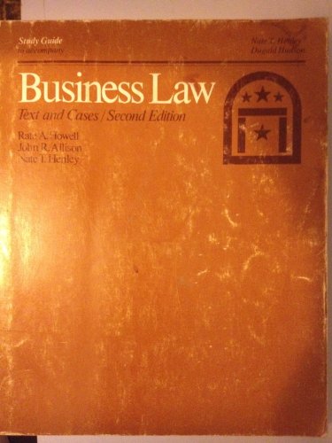 Stock image for Study Guide to Accompany Business Law for sale by Irish Booksellers