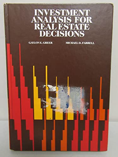 Imagen de archivo de Investment Analysis for Real Estate Decisions (Dryden Press Series in Management) a la venta por St Vincent de Paul of Lane County