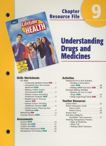 Stock image for Holt Lifetime Health Chapter 9 Resource File: Understanding Drugs and Medicines for sale by Iridium_Books