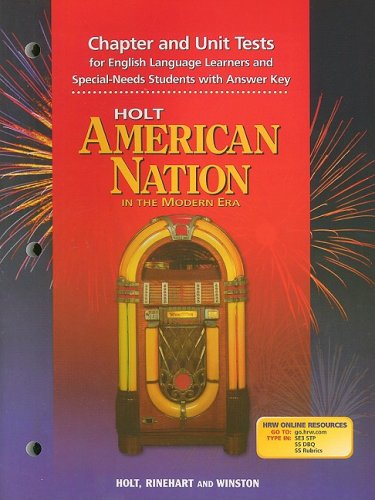 Beispielbild fr Holt American Nation in the Modern Era Chapter and Unit Tests for English Language Learners and Special-Needs Students with Answer Keys zum Verkauf von Allied Book Company Inc.