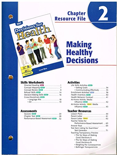 Stock image for Decisions for Health: Chapter Resource File Level Blue, Chapter 2 - Making Health Decisions for sale by dsmbooks