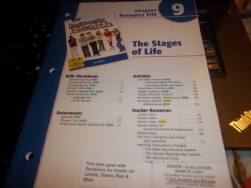 Stock image for Decisions for Health: Chapter Resource File Level Blue Chapter 9 The Stages of Life for sale by Dailey Ranch Books