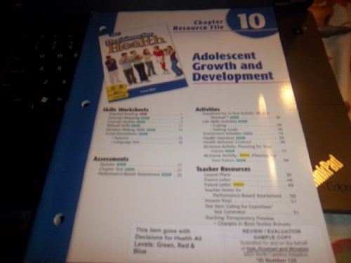 Stock image for Decisions for Health: Chapter Resource File Level Blue Chapter 10 Adolescent Growth and Development for sale by Dailey Ranch Books