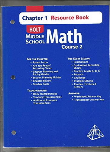 9780030679391: Holt Middle School Math Course 2 Resources Book Chapter 1 Resources Book