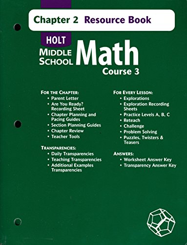 Stock image for Chapter 2 Resource Book (Holt Middle School Math Course 3) ; 9780030679599 ; 0030679591 for sale by APlus Textbooks