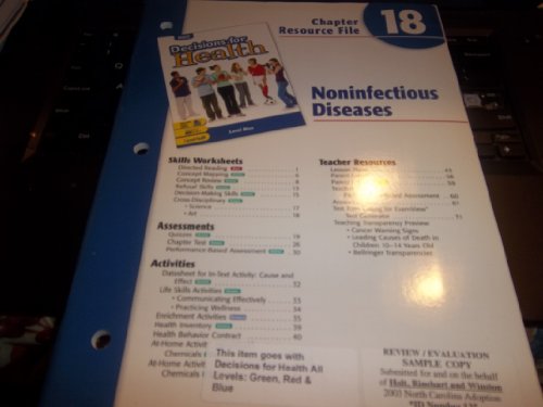 Stock image for Decisions for Health: Chapter Resource File Level Blue Chapter 18 Noninfectious Diseases for sale by Nationwide_Text