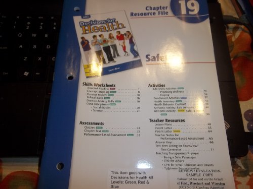 Stock image for Decisions for Health: Chapter Resource File Level Blue Chpater 19 Safety for sale by Nationwide_Text