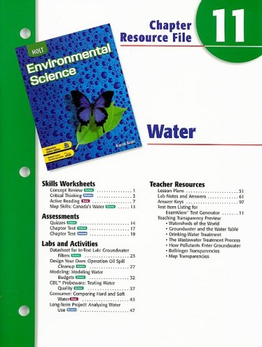 Holt Environmental Science Chapter 11 Resource File: Water (9780030680717) by Karen Arms