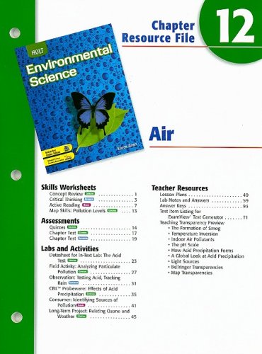 Beispielbild fr Holt Environmental Science Chapter 12 Resource File: Air zum Verkauf von Iridium_Books