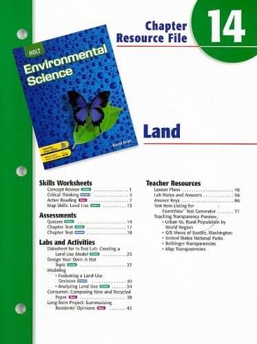 Beispielbild fr Holt Environmental Science Chapter 14 Resource File: Land zum Verkauf von Iridium_Books