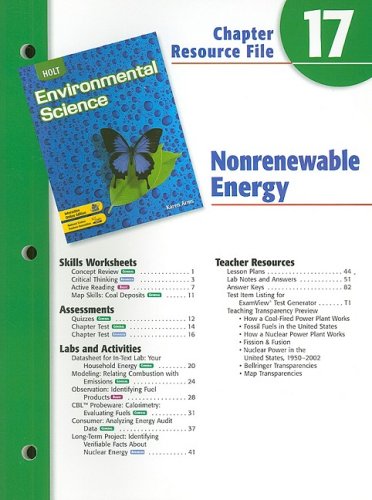 Stock image for Holt Environmental Science Chapter 17 Resource File: Nonrenewable Energy for sale by Iridium_Books