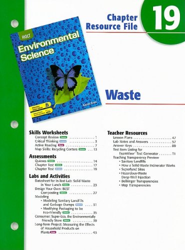 Beispielbild fr Holt Environmental Science Chapter 19 Resource File: Waste zum Verkauf von Allied Book Company Inc.