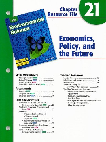 Beispielbild fr Holt Environmental Science Chapter 21 Resource File: Economics, Policy, and the Future zum Verkauf von Iridium_Books