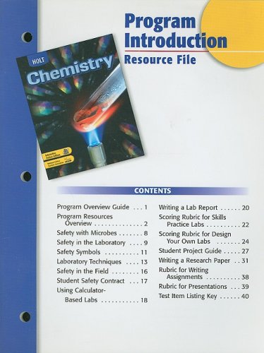 Imagen de archivo de Holt Chemistry Program Introduction Resource File a la venta por Nationwide_Text