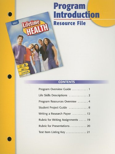 9780030689314: Holt Lifetime Health Program Introduction Resource File