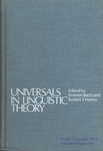 Stock image for Universals in Linguistic Theory for sale by Better World Books