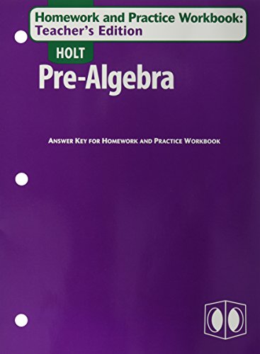 Beispielbild fr Holt Pre-Algebra: Homework and Practice Workbook, Teacher's Edition zum Verkauf von Allied Book Company Inc.