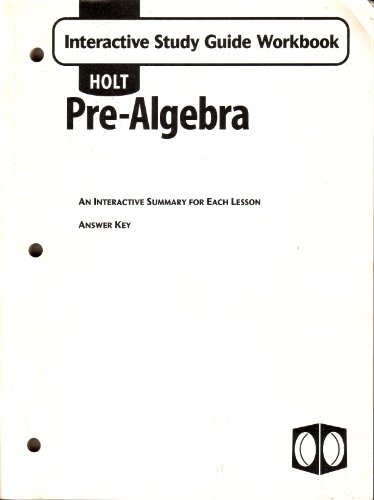 Imagen de archivo de Pre-algbera, Grade 8 Interactive Study Guide Workbook: Holt Pre-algebra a la venta por Allied Book Company Inc.