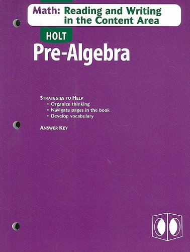 Imagen de archivo de Pre-algebra, Grades 6-8 Math-reading and Writing in the Content Area With Answer Key: Holt Pre-algebra a la venta por Nationwide_Text