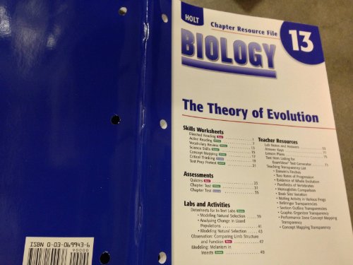 9780030699436: Biology: The Theory of Evolution (Chapter Resource File 13)