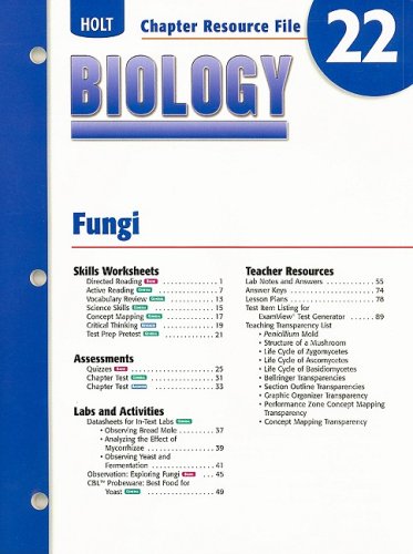 Imagen de archivo de Holt Biology Chapter 22 Resource File: Fungi a la venta por FOLCHATT