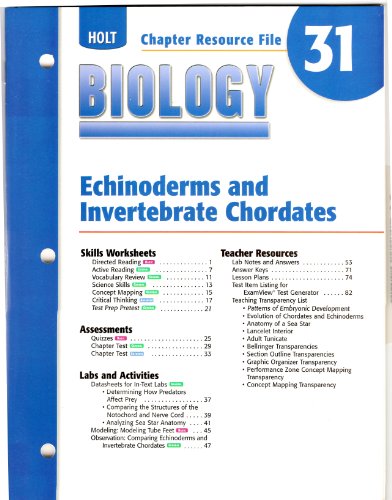 Cr 31 Echinoderms/Invrt Biology 2004 (9780030699665) by Holt, Rinehart, And Winston, Inc.