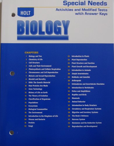Stock image for Holt Biology: Special Needs Activities and Modified Tests with Answer Key for sale by Solr Books