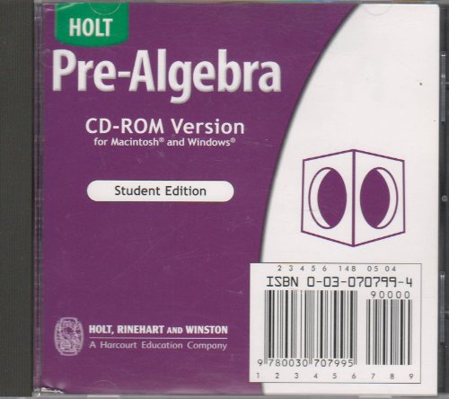 Stock image for Holt Pre-Algebra: Student Edition CD-ROM Pre-Algebra 2004 for sale by The Media Foundation