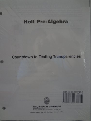 Stock image for Holt Pre-Algebra: Countdown to Testing Transparencies. for sale by Allied Book Company Inc.