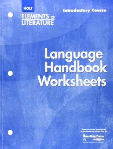 9780030739170: Language Handbook Worksheets: Additional Practice in Grammar, Usage, and Mechanics, Introductory Course (Elements of Literature)