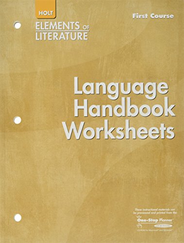 Beispielbild fr Elements of Literature: Language Handbook Worksheets Grade 7 First Course zum Verkauf von BooksRun
